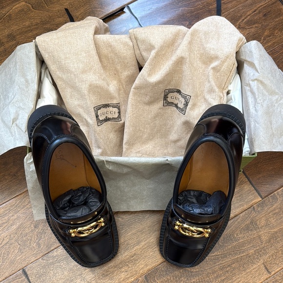 Women’s GG Gucci Black Leather Loafers - Size 42 (US 12) - Picture 3 of 11